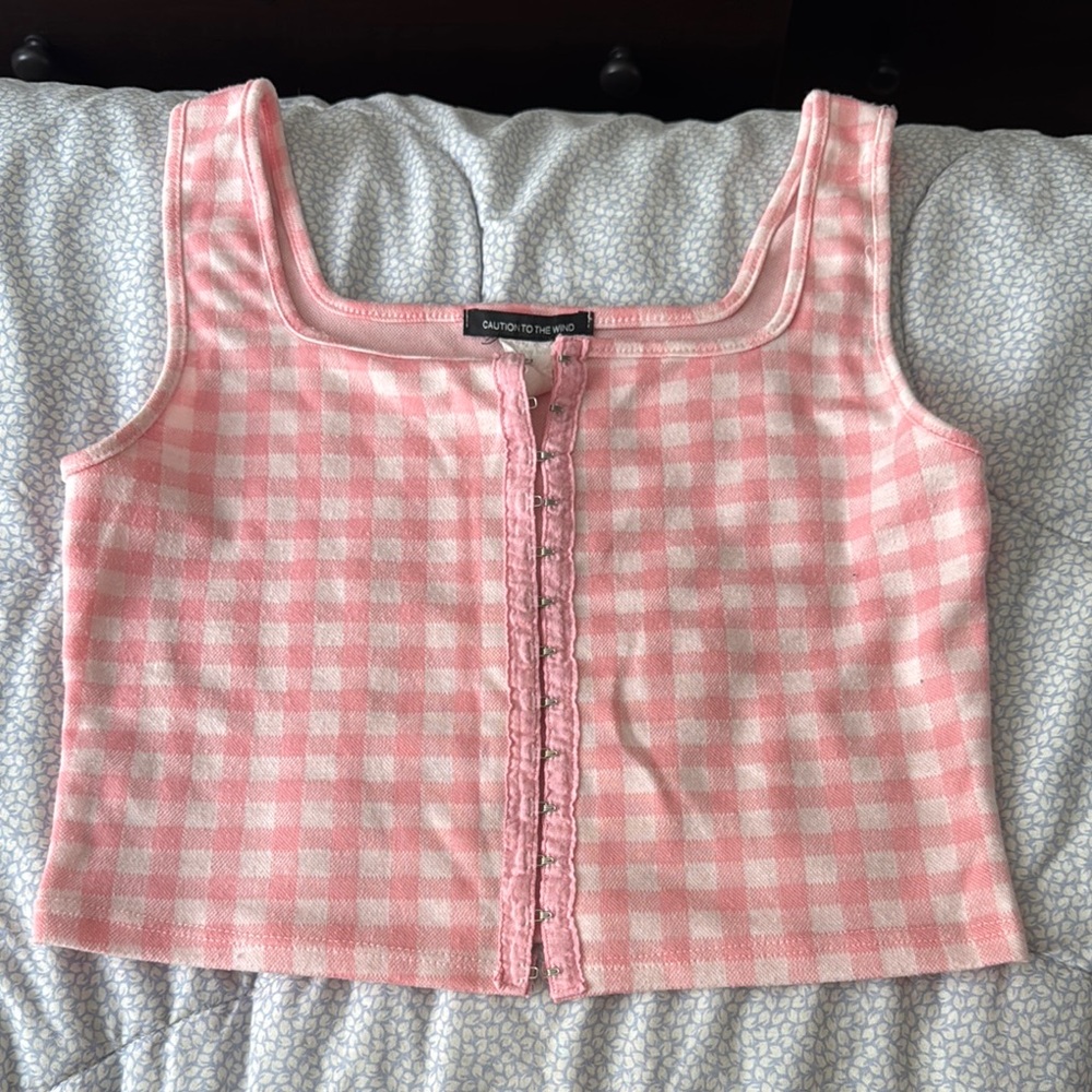 Pink Gingham Crop Top